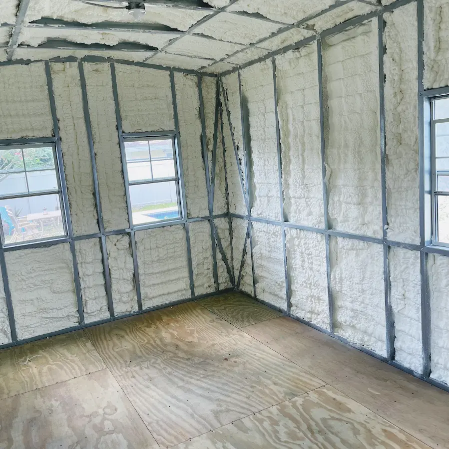 Closed-cell spray foam insulation applied to wall cavities in a residential project in Mexico